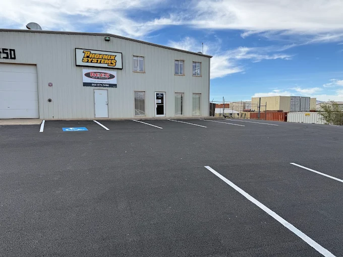 Freshly painted parking lot line striping in Southern Utah